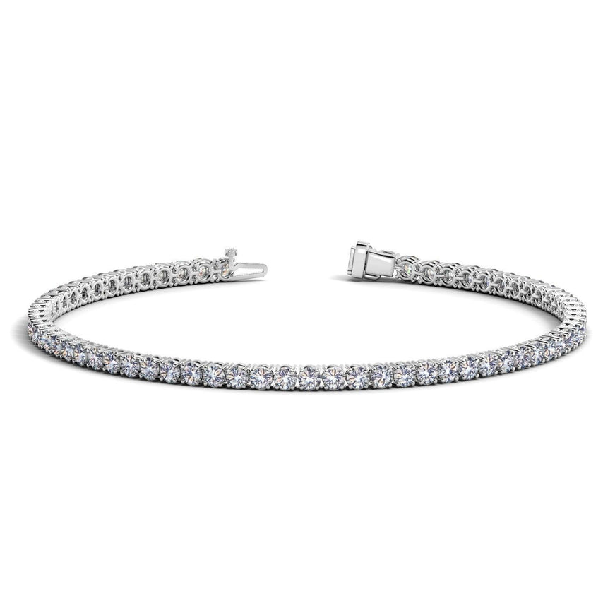 Lab Grown Round Diamond Tennis Bracelet in 14k White Gold (3 cctw F/G VS2/SI1) - Ellie Belle