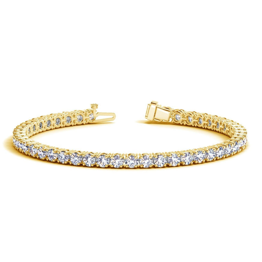 Lab Grown Round Diamond Tennis Bracelet in 14k Yellow Gold (10 cctw F/G VS2/SI1) - Ellie Belle