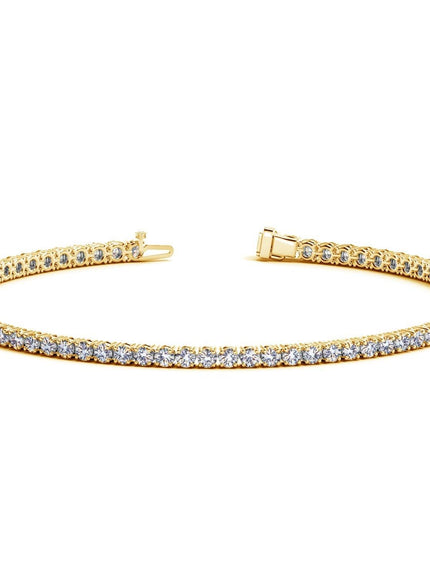 Lab Grown Round Diamond Tennis Bracelet in 14k Yellow Gold (2 cctw F/G VS2/SI1) - Ellie Belle