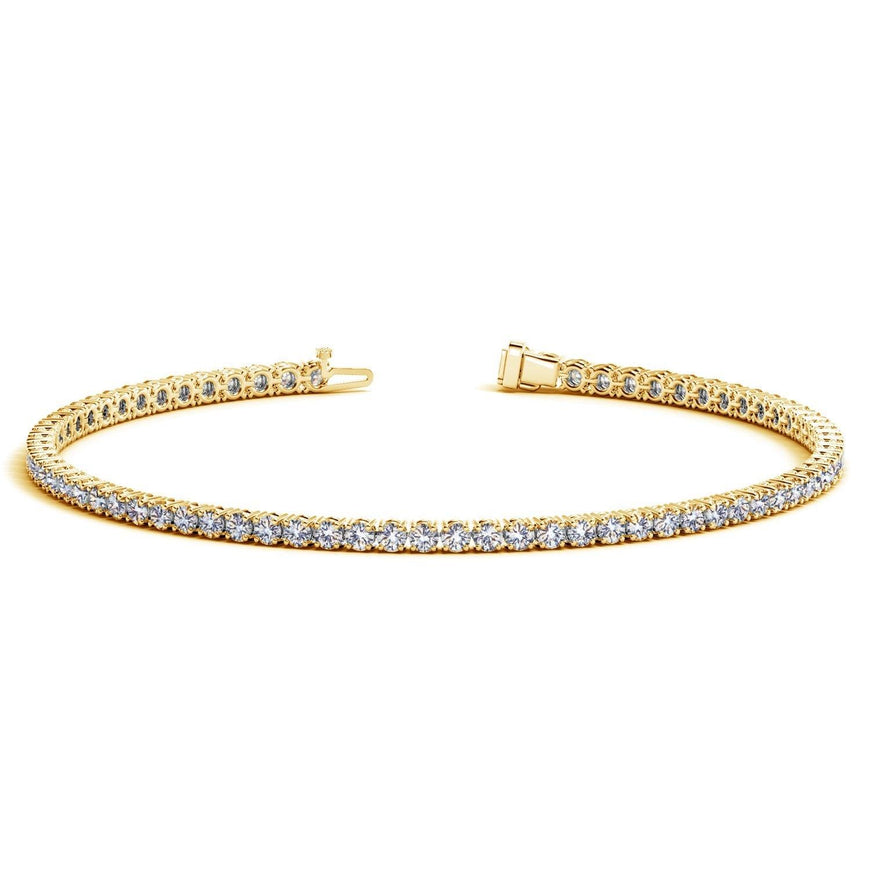 Lab Grown Round Diamond Tennis Bracelet in 14k Yellow Gold (2 cctw F/G VS2/SI1) - Ellie Belle