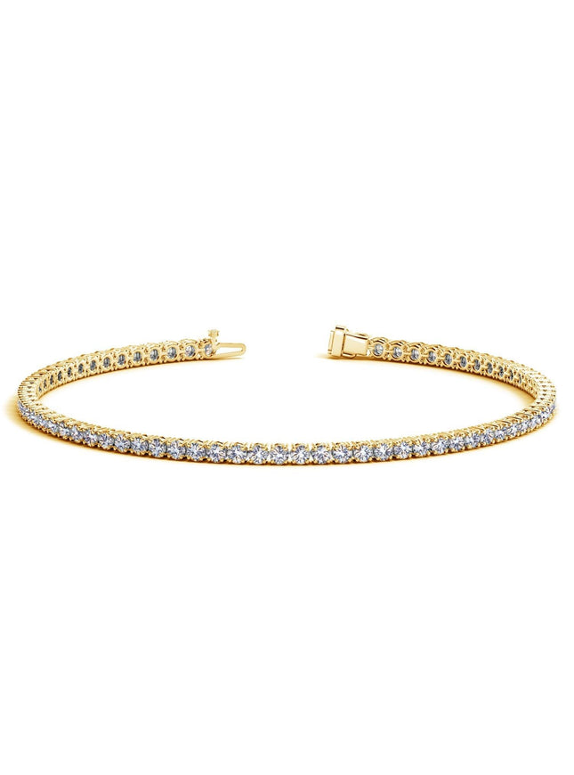 Lab Grown Round Diamond Tennis Bracelet in 14k Yellow Gold (2 cctw F/G VS2/SI1) - Ellie Belle