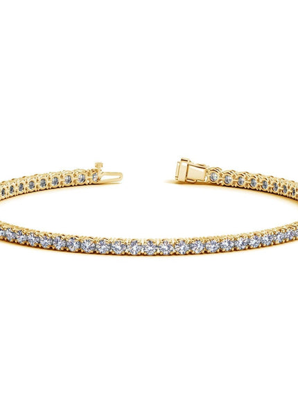 Lab Grown Round Diamond Tennis Bracelet in 14k Yellow Gold (3 cctw F/G VS2/SI1) - Ellie Belle