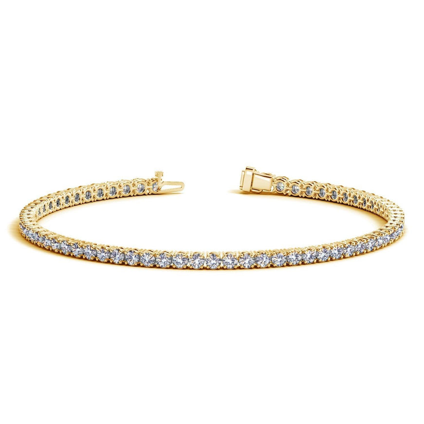 Lab Grown Round Diamond Tennis Bracelet in 14k Yellow Gold (3 cctw F/G VS2/SI1) - Ellie Belle