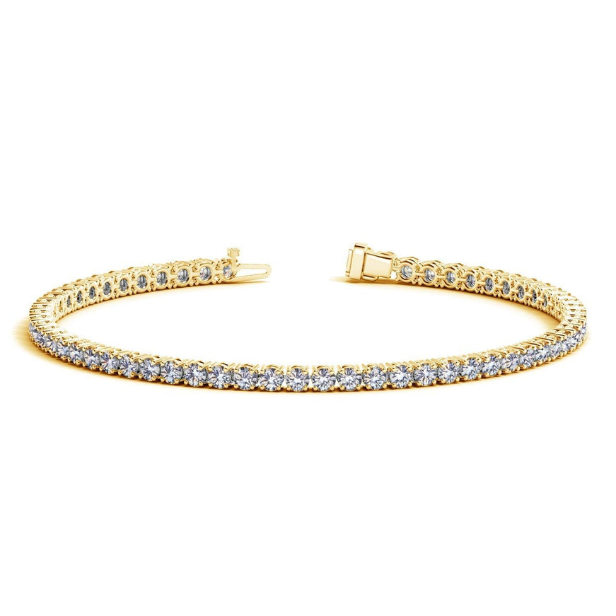 Lab Grown Round Diamond Tennis Bracelet in 14k Yellow Gold (4 cctw F/G VS2/SI1) - Ellie Belle