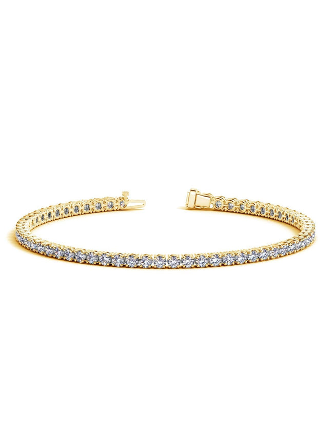 Lab Grown Round Diamond Tennis Bracelet in 14k Yellow Gold (4 cctw F/G VS2/SI1) - Ellie Belle