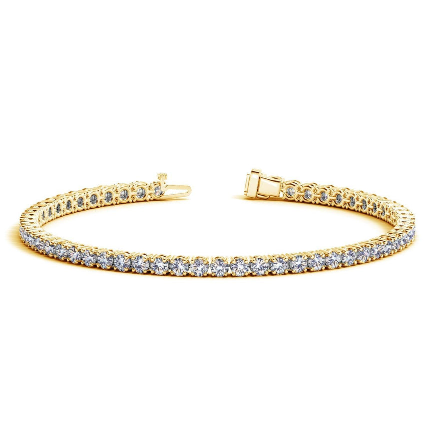 Lab Grown Round Diamond Tennis Bracelet in 14k Yellow Gold (5 cctw F/G VS2/SI1) - Ellie Belle