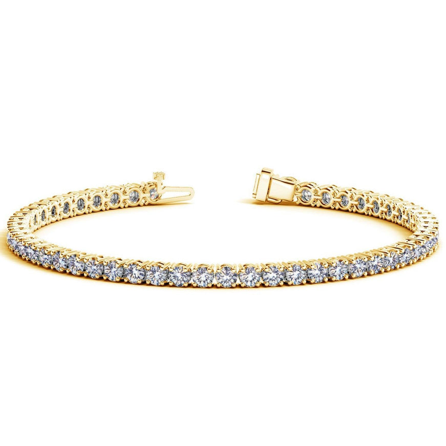 Lab Grown Round Diamond Tennis Bracelet in 14k Yellow Gold (7 cctw F/G VS2/SI1) - Ellie Belle