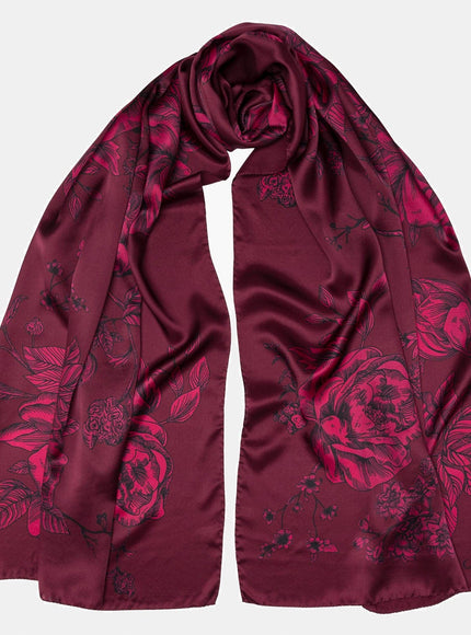 Elizabetta Isabella Silk Scarf Shawl in Garnet Red - photo 1