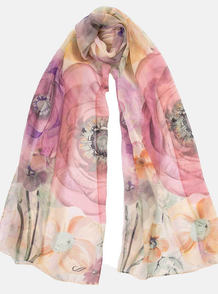 Elizabetta Campo de' Fiori Long Sheer Silk Scarf - Mauve