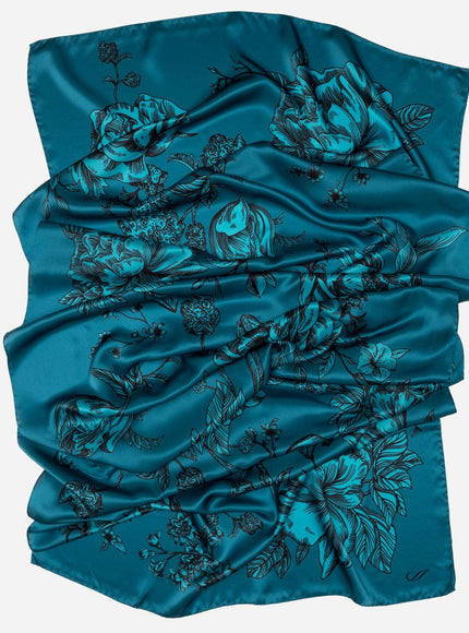 Elizabetta Isabella Silk Scarf Shawl in Peacock Blue - photo 3