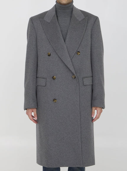 Lardini Classic Cashmere Coat in Gray - Ellie Belle