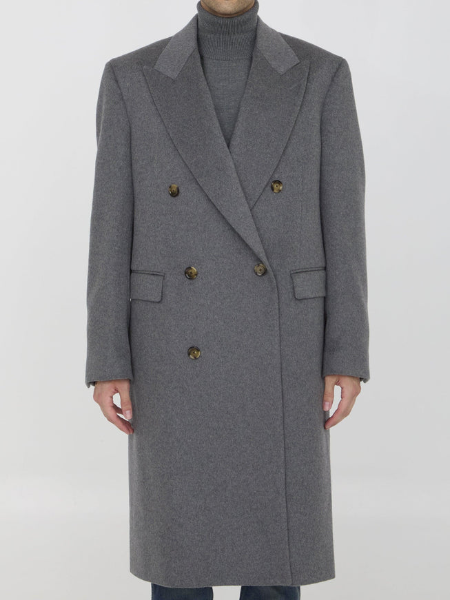 Lardini Classic Cashmere Coat in Gray - Ellie Belle