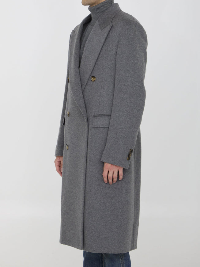 Lardini Classic Cashmere Coat in Gray - Ellie Belle