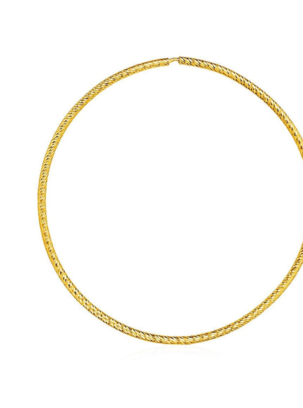 Large Textured Endless Hoop Earrings in 14k Yellow Gold - Ellie Belle