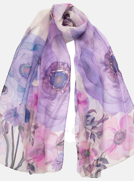Elizabetta Campo de' Fiori - Long Sheer Silk Scarf - Lavender