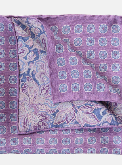 Elizabetta Assisi Double Sided Silk Pocket Square - Lavender