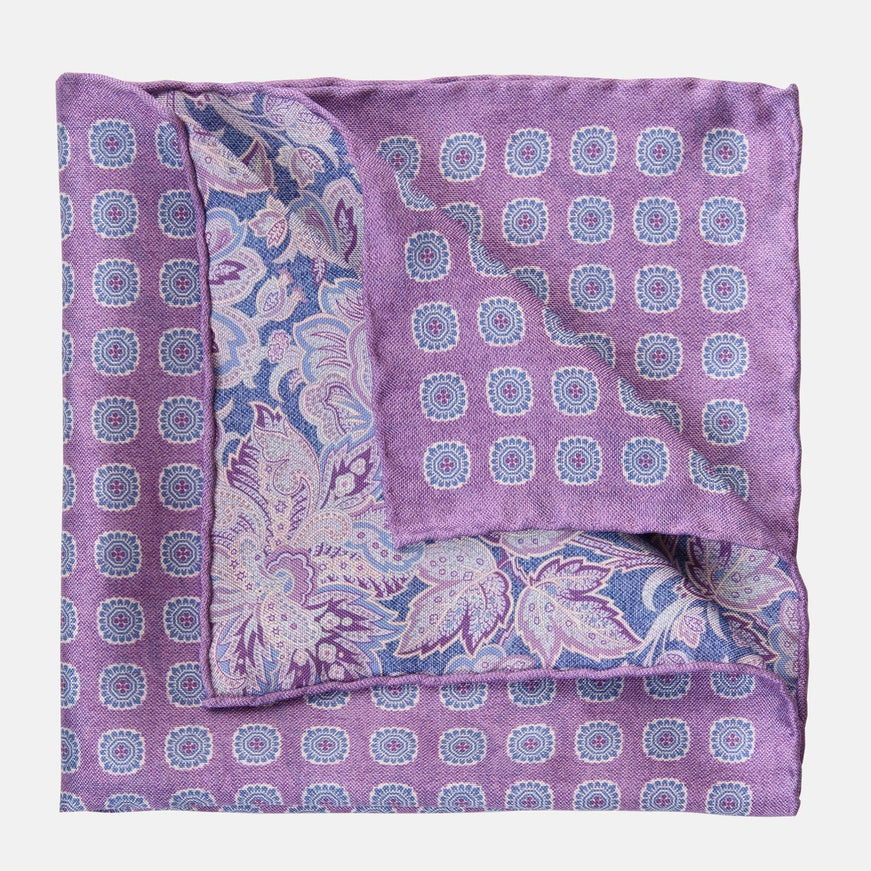 Elizabetta Assisi Double Sided Silk Pocket Square - Lavender