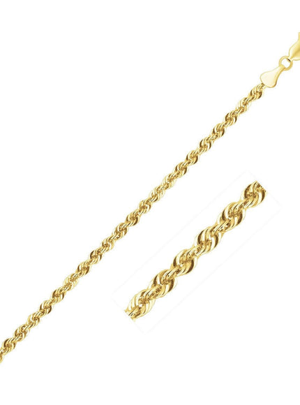 Lite Rope Chain Bracelet in 10k Yellow Gold (2.5 mm) - Ellie Belle