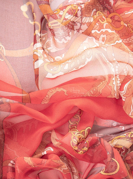 Elizabetta Alessandra Long Sheer Silk Scarf - Red