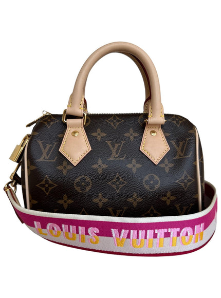 Louis Vuitton Monogram Speedy 20 with Pink Canvas Strap - Ellie Belle