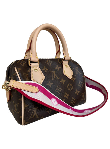 Louis Vuitton Monogram Speedy 20 with Pink Canvas Strap - Ellie Belle