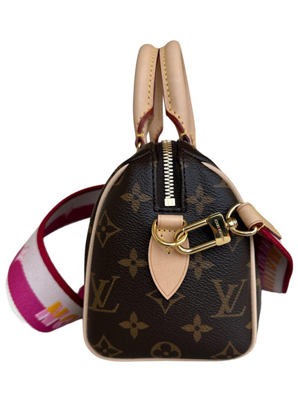 Louis Vuitton Monogram Speedy 20 with Pink Canvas Strap - Ellie Belle