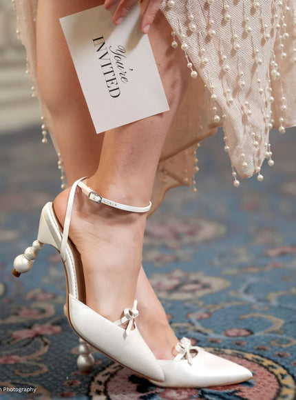 Bella Belle Lumi Ivory Pearl Heel Bridal Pumps