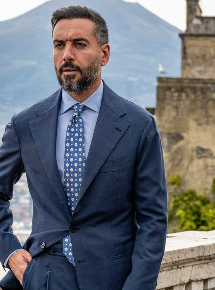 Elizabetta Antinori Printed Silk Tie - Blue