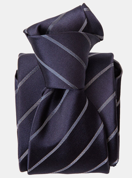 Elizabetta Esino silk jacquard tie in midnight blue and silver