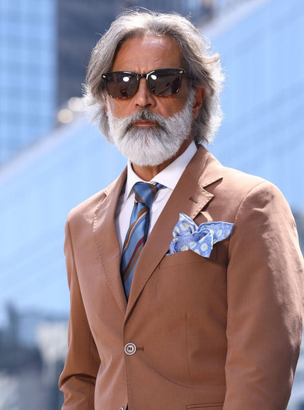 Elizabetta Battisti Silk Jacquard Tie in Steel Blue