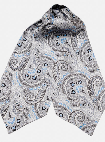 Elizabetta Bugatti Silk Ascot Cravat Tie - Grey