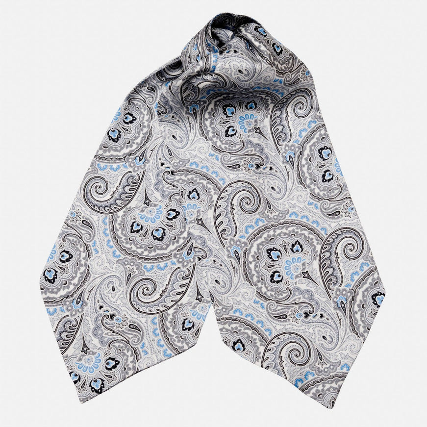 Elizabetta Bugatti Silk Ascot Cravat Tie - Grey