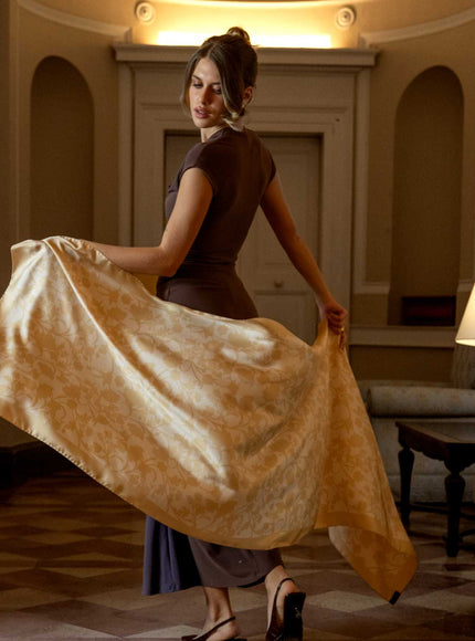 Elizabetta Regina Silk Scarf Shawl - Gold