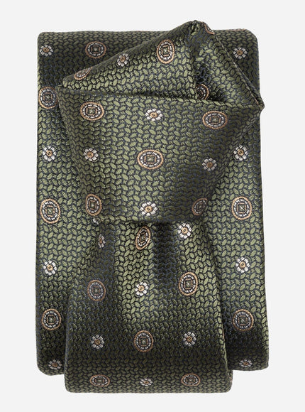 Elizabetta Benelli Silk Jacquard Tie in Sage Green, front view
