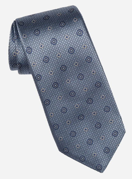 Elizabetta Benelli Silk Jacquard Tie in Sky Blue, front detail