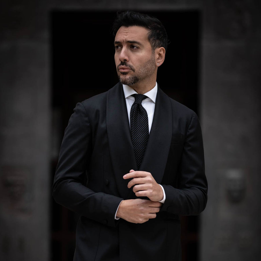Elizabetta Barbera Silk Jacquard Tie in Black