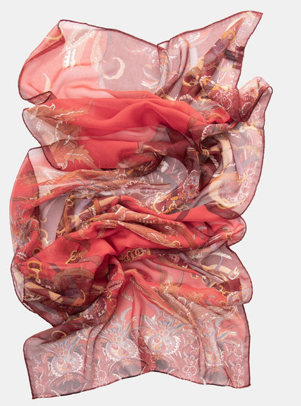Elizabetta Alessandra Long Sheer Silk Scarf - Red