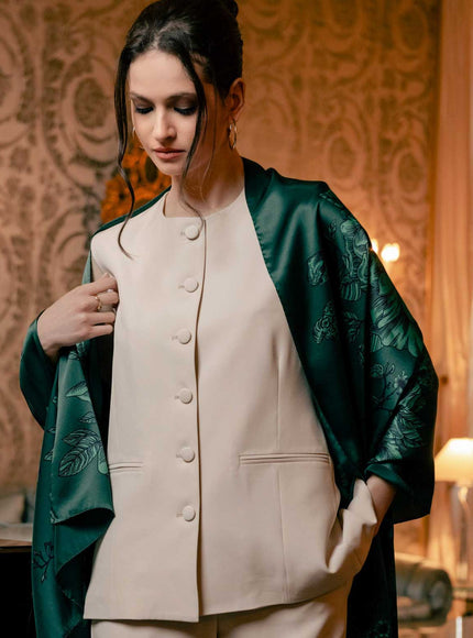 Elizabetta Isabella Silk Scarf Shawl in Malachite Green - photo 2