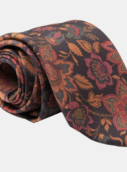 Elizabetta Calvino Printed Madder Silk Tie - Black