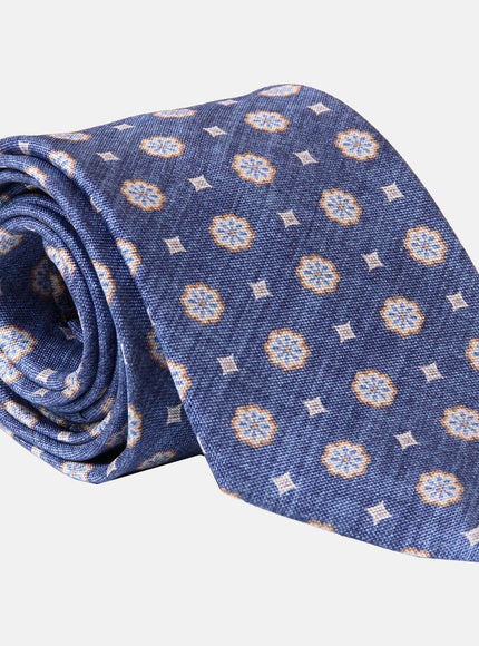 Elizabetta Antinori Printed Silk Tie - Blue