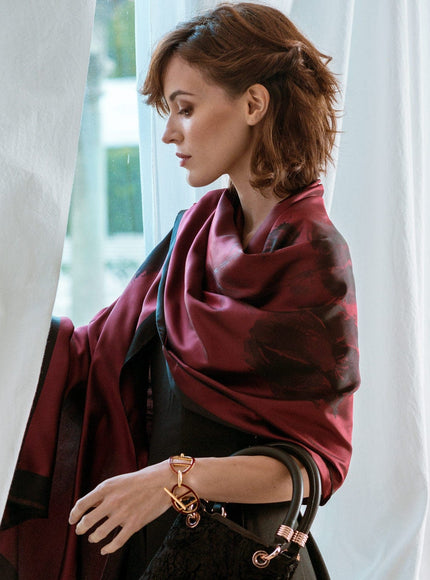 Elizabetta Fortuna Silk Shawl - Ruby Red