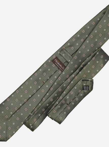 Elizabetta Benelli Silk Jacquard Tie in Sage Green, pattern detail