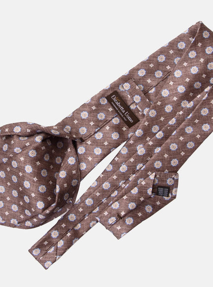 Elizabetta Antinori Printed Silk Tie - Brown