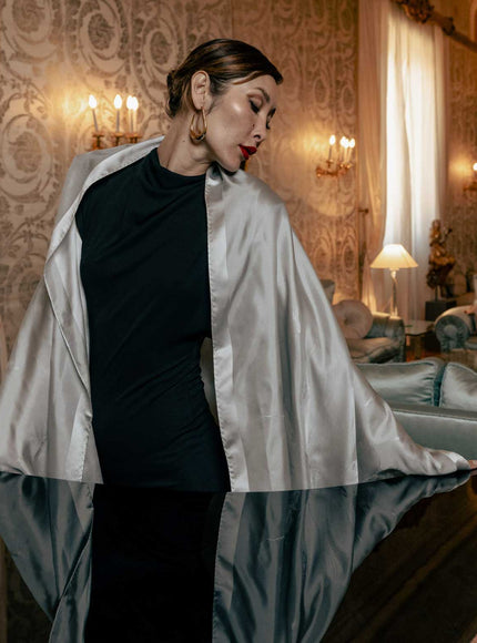 Elizabetta Fortuna Silk Shawl - Silver Pearl