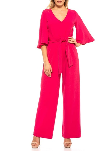 Alexa Admor Pink Flared Sleeve Jumpsuit