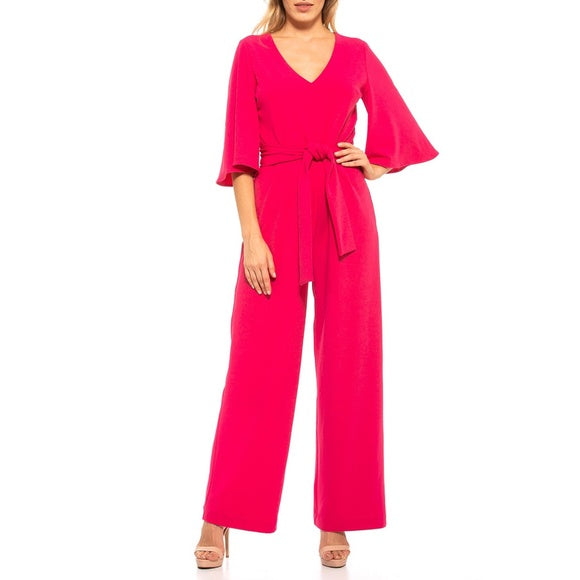 Alexa Admor Pink Flared Sleeve Jumpsuit