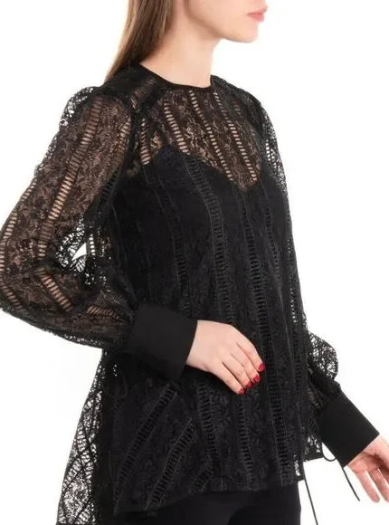 Rebecca Vallance Black Lace Long-Sleeve Top