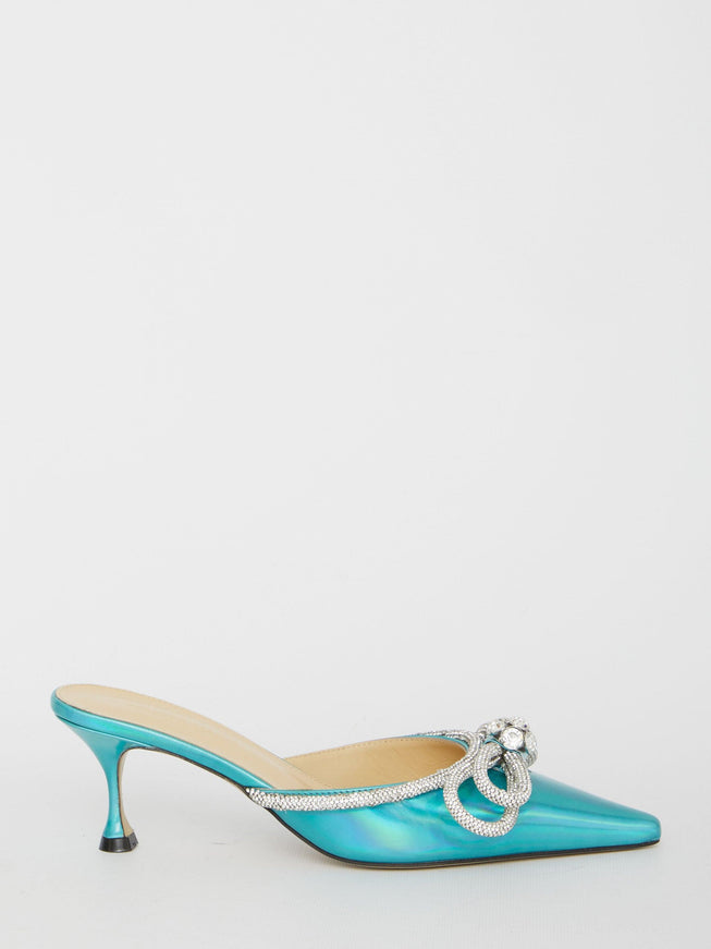 Mach & Mach Iridescent Green Leather Sandals - Ellie Belle