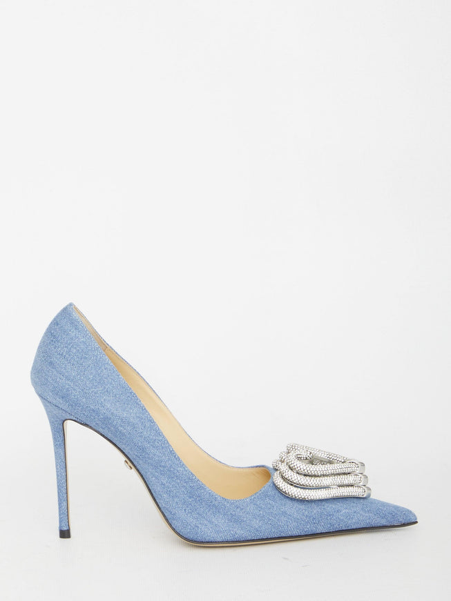 Mach & Mach Triple Heart Denim Pumps - Ellie Belle