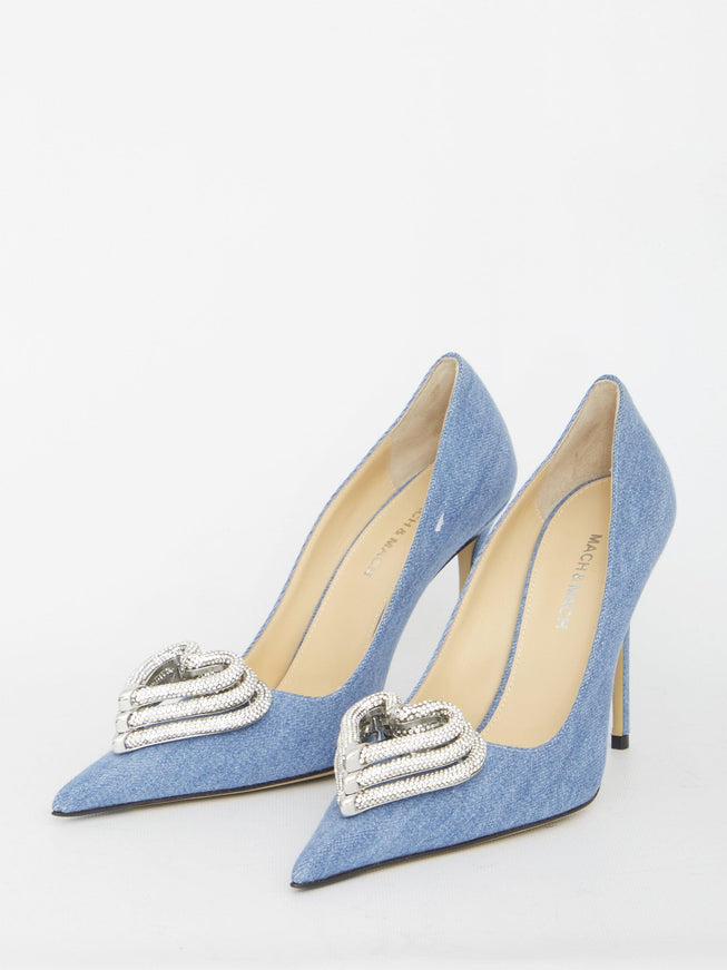 Mach & Mach Triple Heart Denim Pumps - Ellie Belle